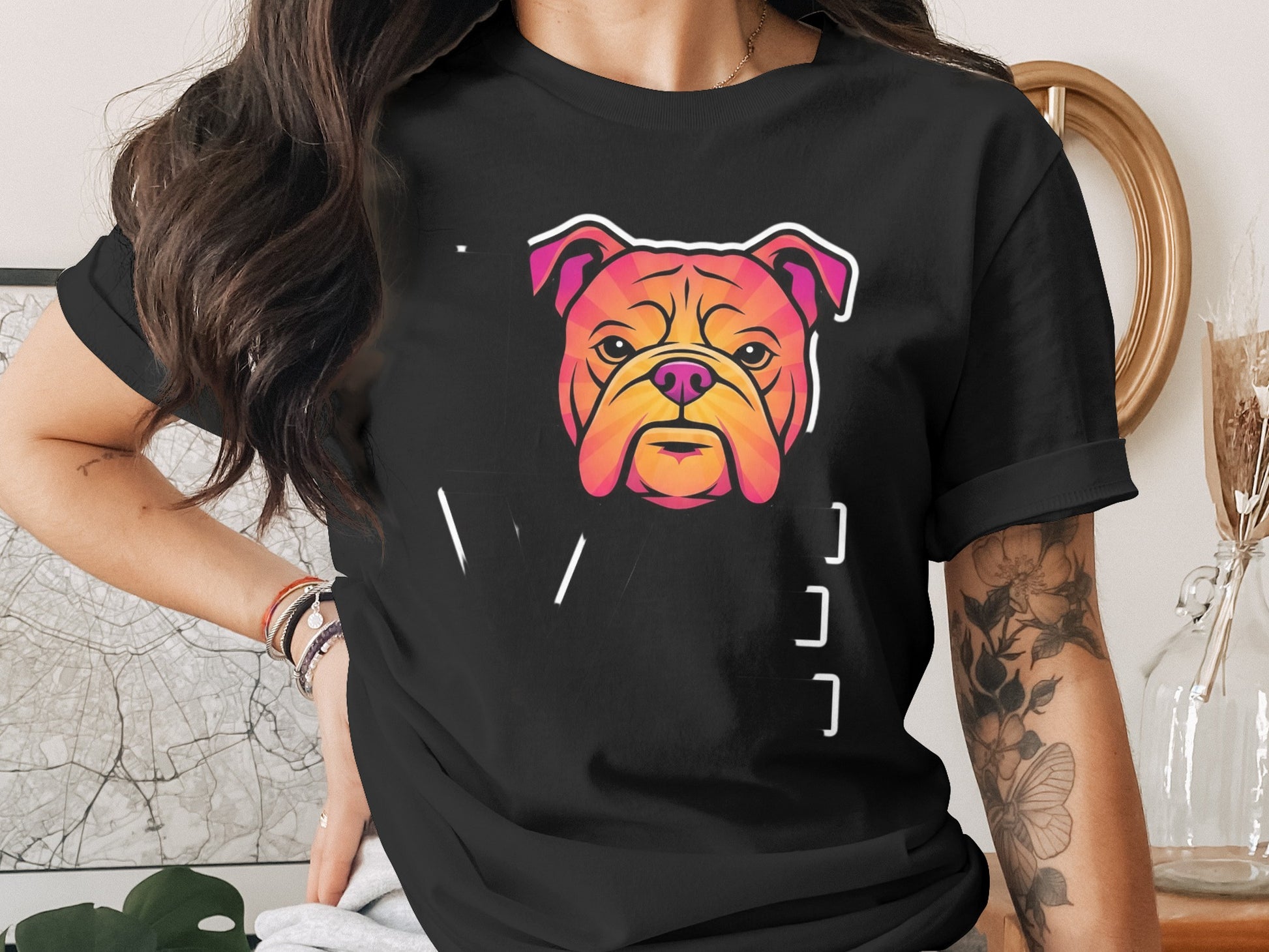 Vibrant Graphic Bulldog Print Short Sleeve product type