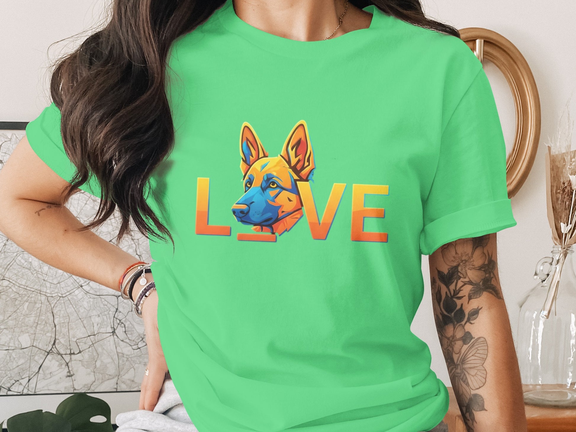 Colorful German Shepherd Love Graphic T-shirt product type