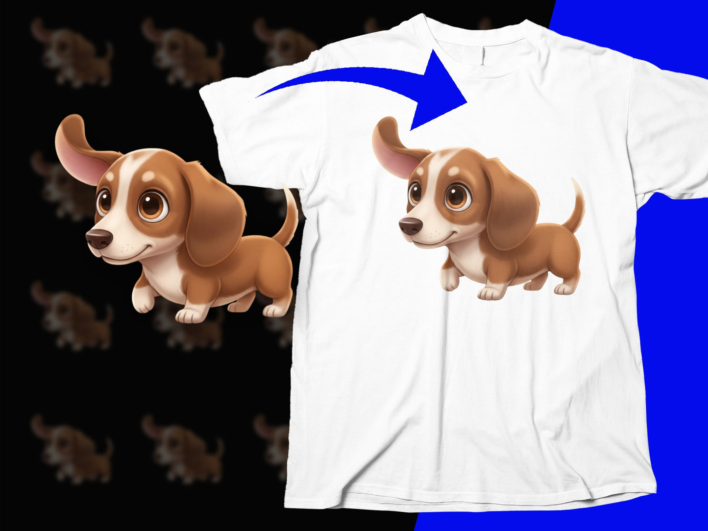 Cute Dachshund Puppy T-Shirt, Cartoon Dog Print, Unisex White Tee, Gift for Dog Lovers