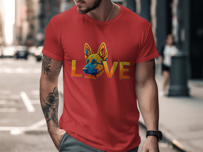 Love Graphic Dog Themed Red Short Sleeve Shirt product