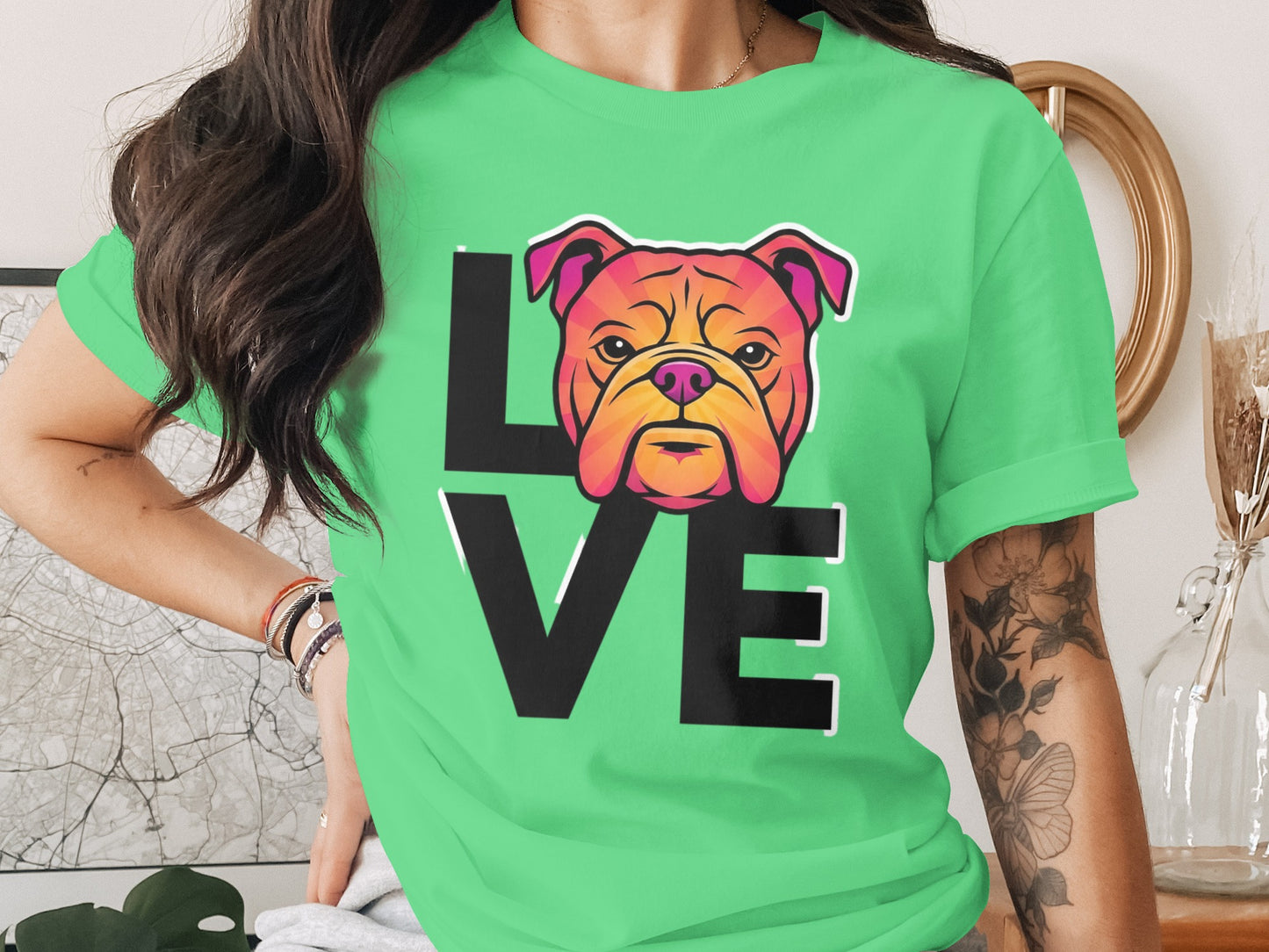 Love Bulldog Graphic Print Casual Tee product