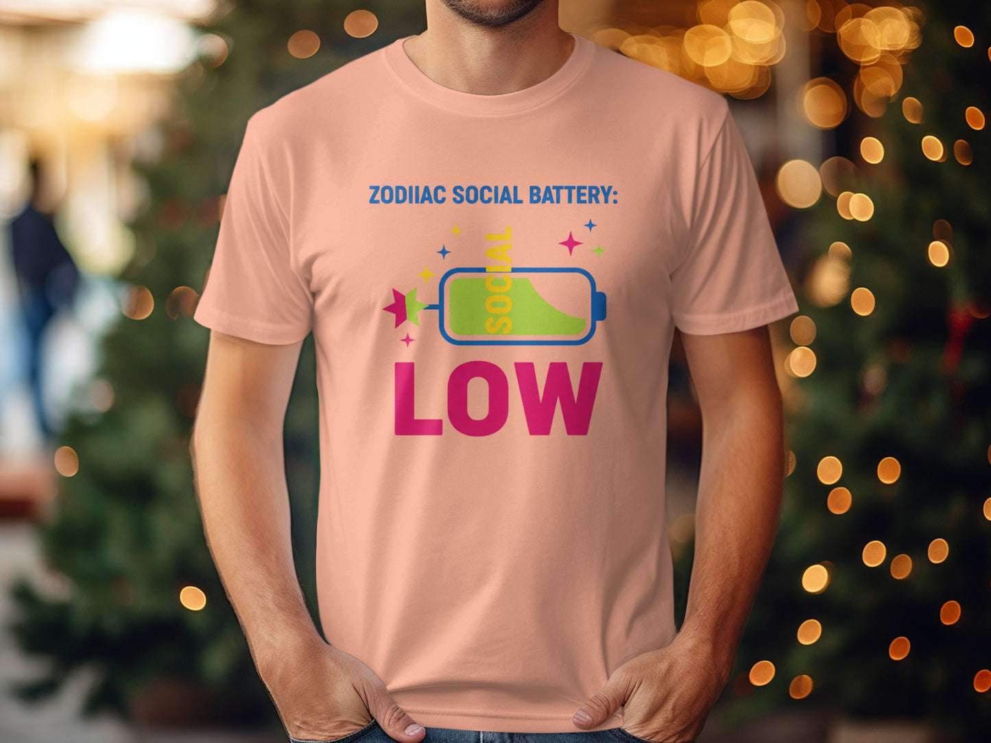 ZODIIAC Social Battery Low Graphic Short Sleeve Shirt
