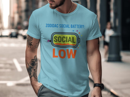 Zodidac Social Battery Low Graphic Tee Shirt