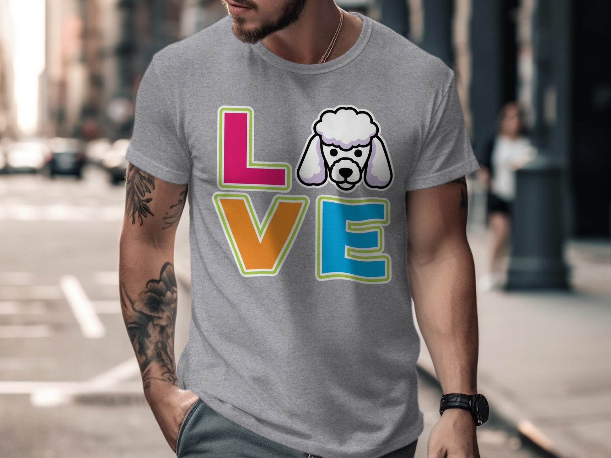 Colorful Love Graphic Shirt Featuring Poodle Design product