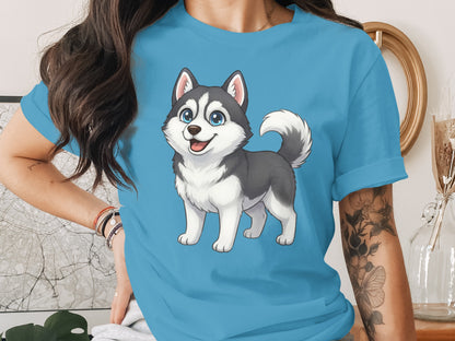 Cute Blue Husky Dog Graphic Tee