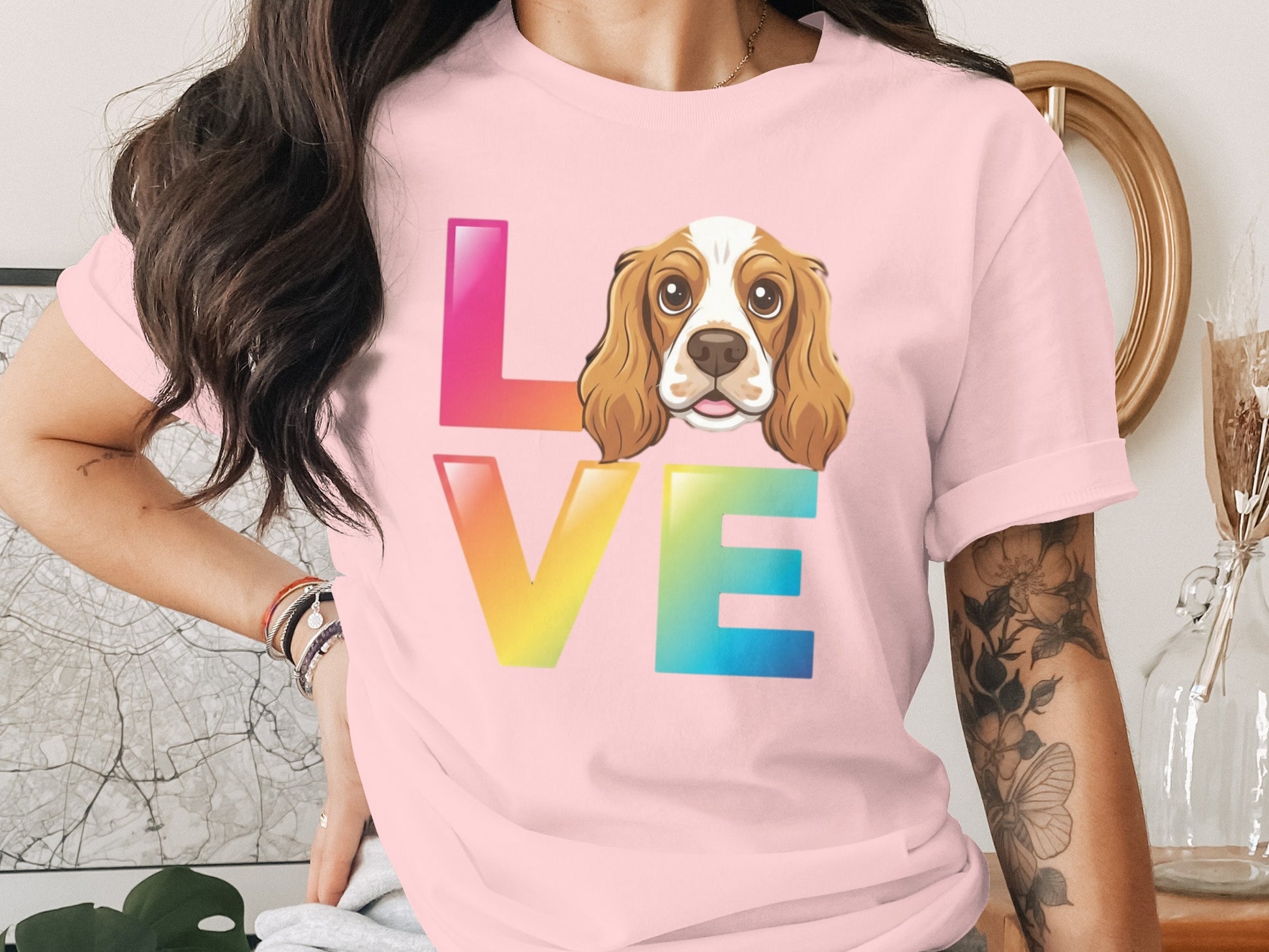 Colorful Love Dog Graphic Women's T-shirt product type