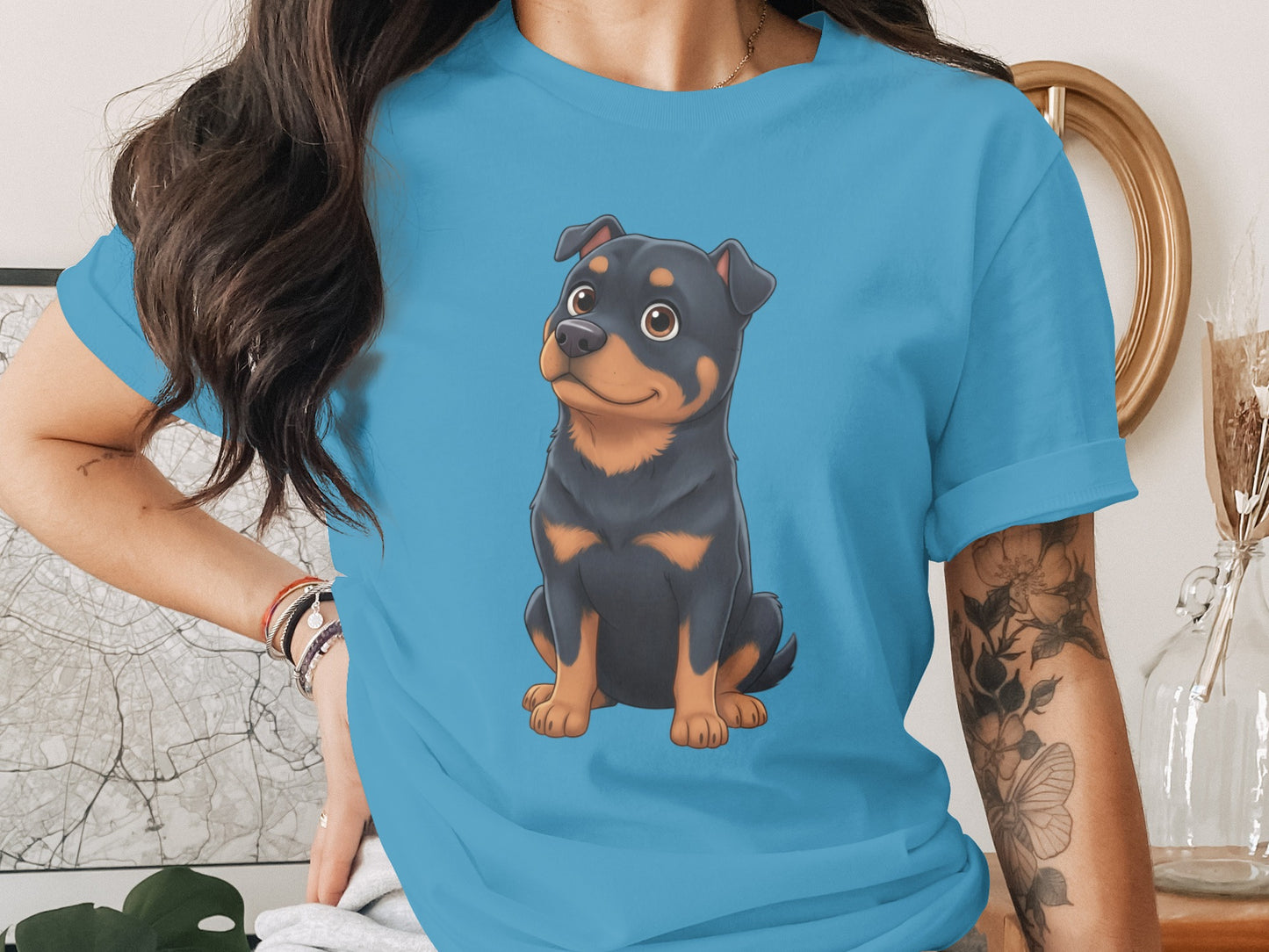 Cute Rottweiler Puppy Printed Graphic T-Shirt
