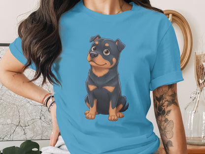 Cute Rottweiler Puppy Printed Graphic T-Shirt