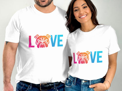 Love and Bulldog Graphic Matching T-Shirt product type