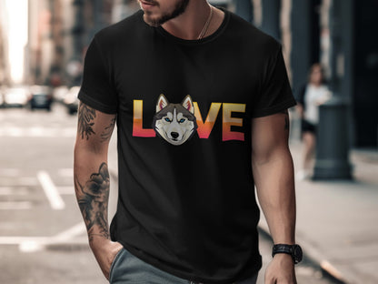 Unique Love Design Husky Head Print T-Shirt product