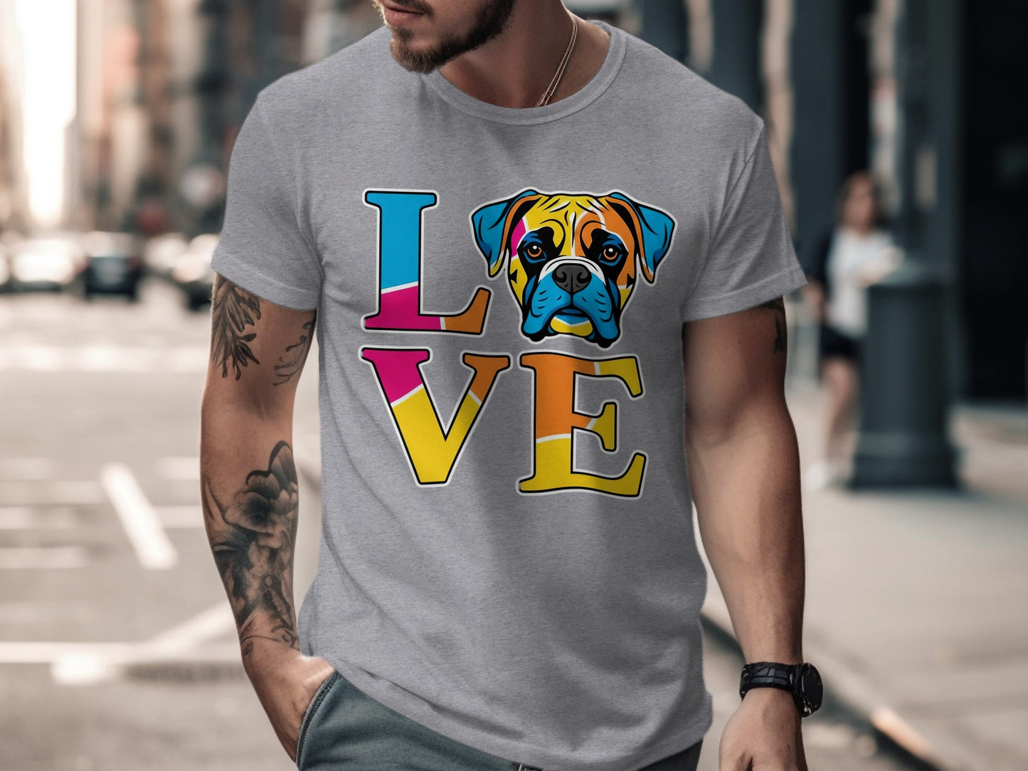 Colorful Love Design with Dog Graphic T-shirt product