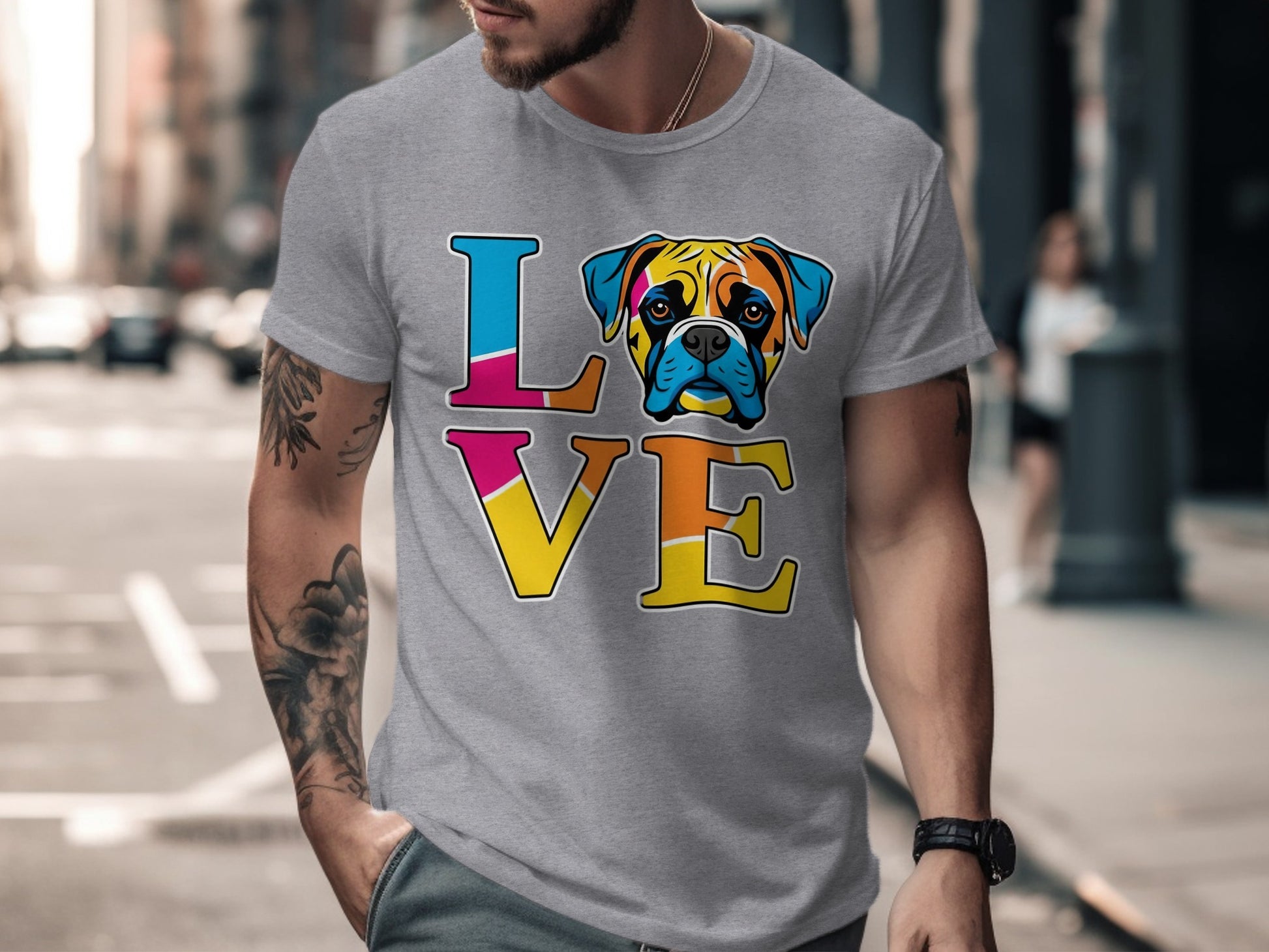 Colorful Love Design with Dog Graphic T-shirt product