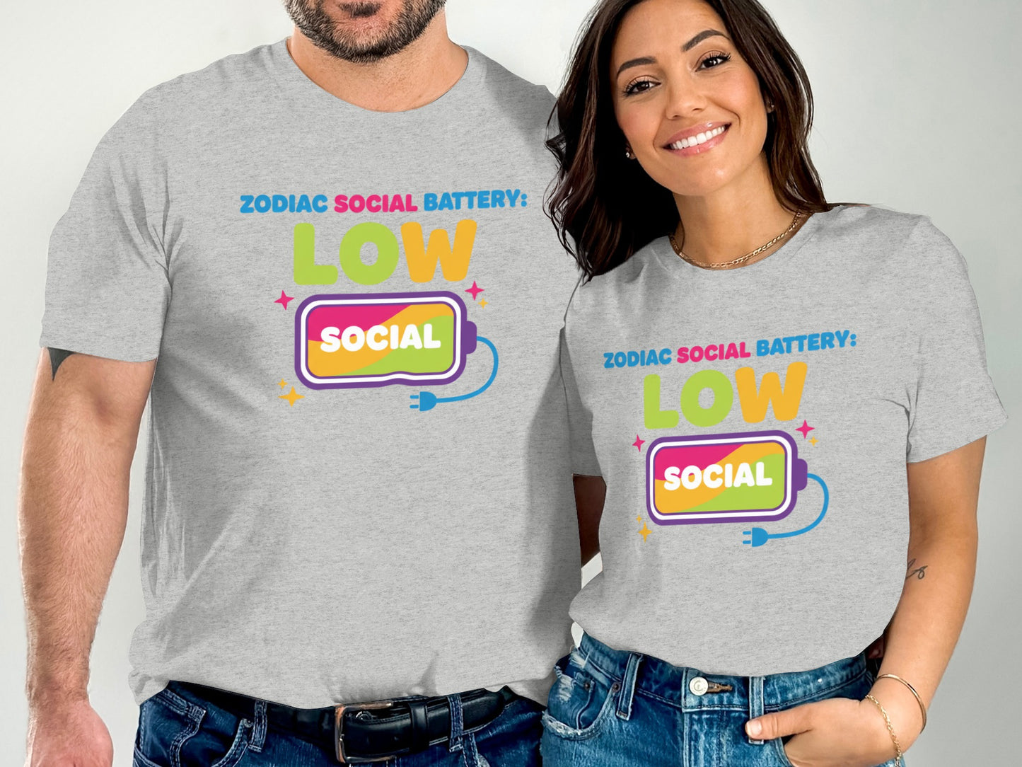 Zodiac Social Battery Low Funny Tee Shirt Design