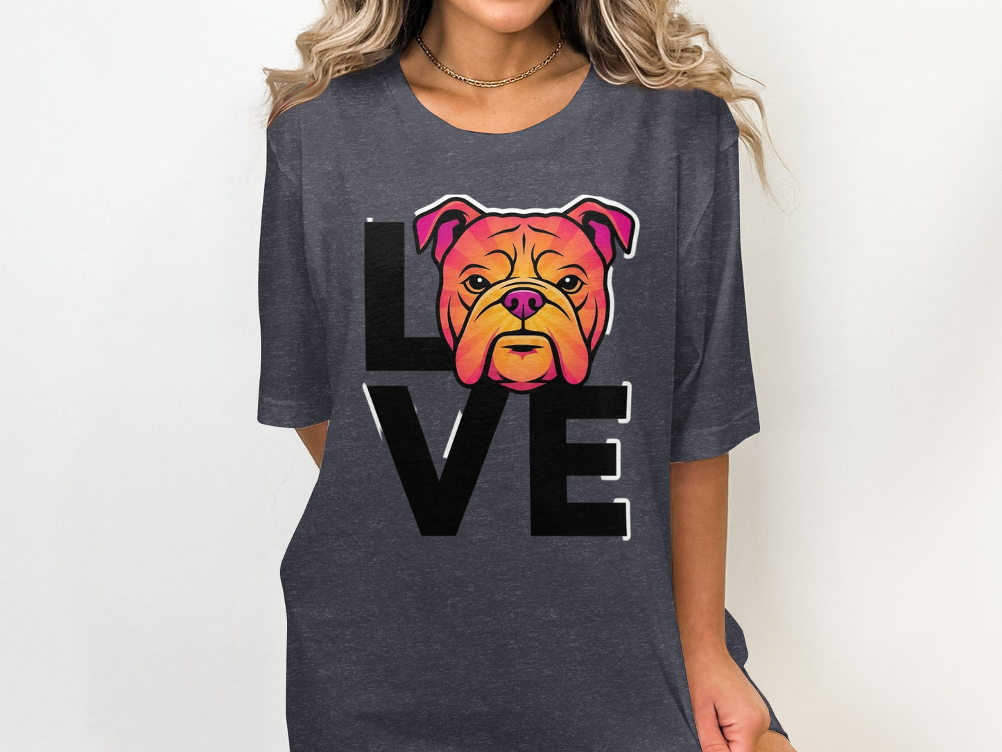 Colorful Bulldog Love Graphic Women's T-Shirt product