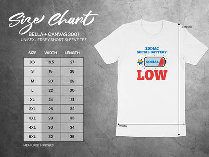 Zodiac Social Battery Funny Graphic Tee