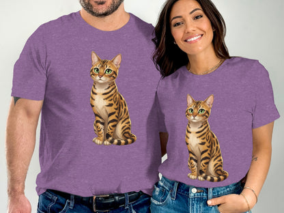 Adorable Bengal Cat Print on Comfortable T-Shirt