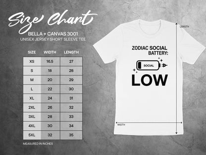 Zodiac Social Battery Low Shirt Short Sleeve Tee