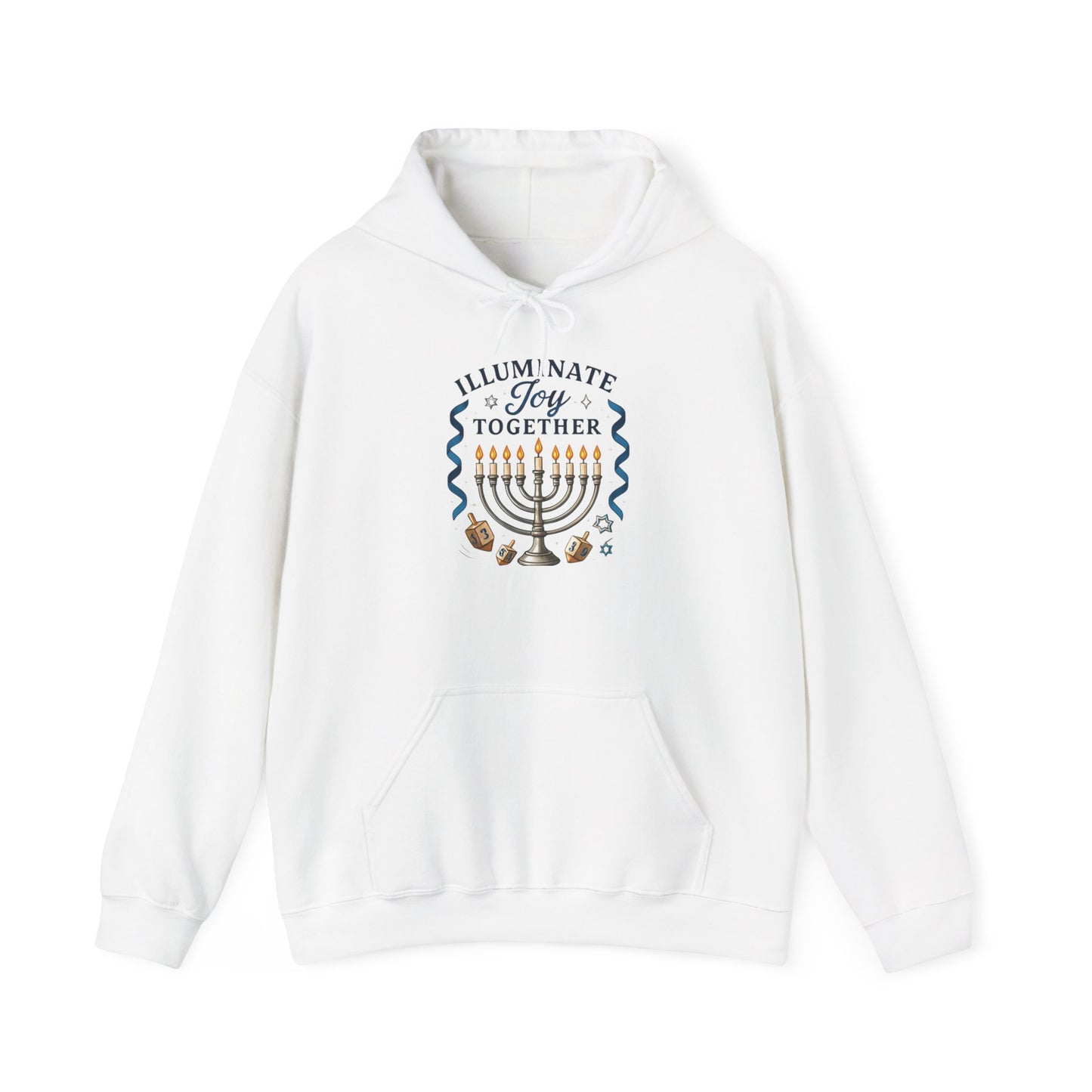 Hanukkah Hoodie - "Illuminate Joy Together" Menorah Sweatshirt