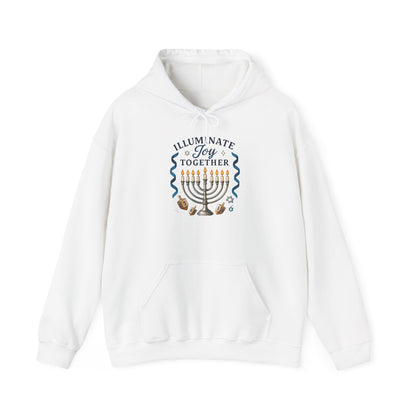 Hanukkah Hoodie - "Illuminate Joy Together" Menorah Sweatshirt