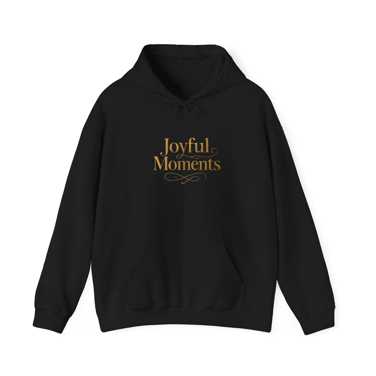 Joyful Moments Hoodie — Minimalist Gold Script Hooded Sweatshirt