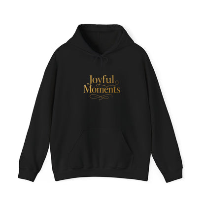 Joyful Moments Hoodie — Minimalist Gold Script Hooded Sweatshirt