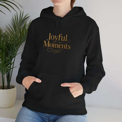 Joyful Moments Hoodie — Minimalist Gold Script Hooded Sweatshirt