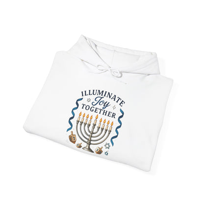 Hanukkah Hoodie - "Illuminate Joy Together" Menorah Sweatshirt