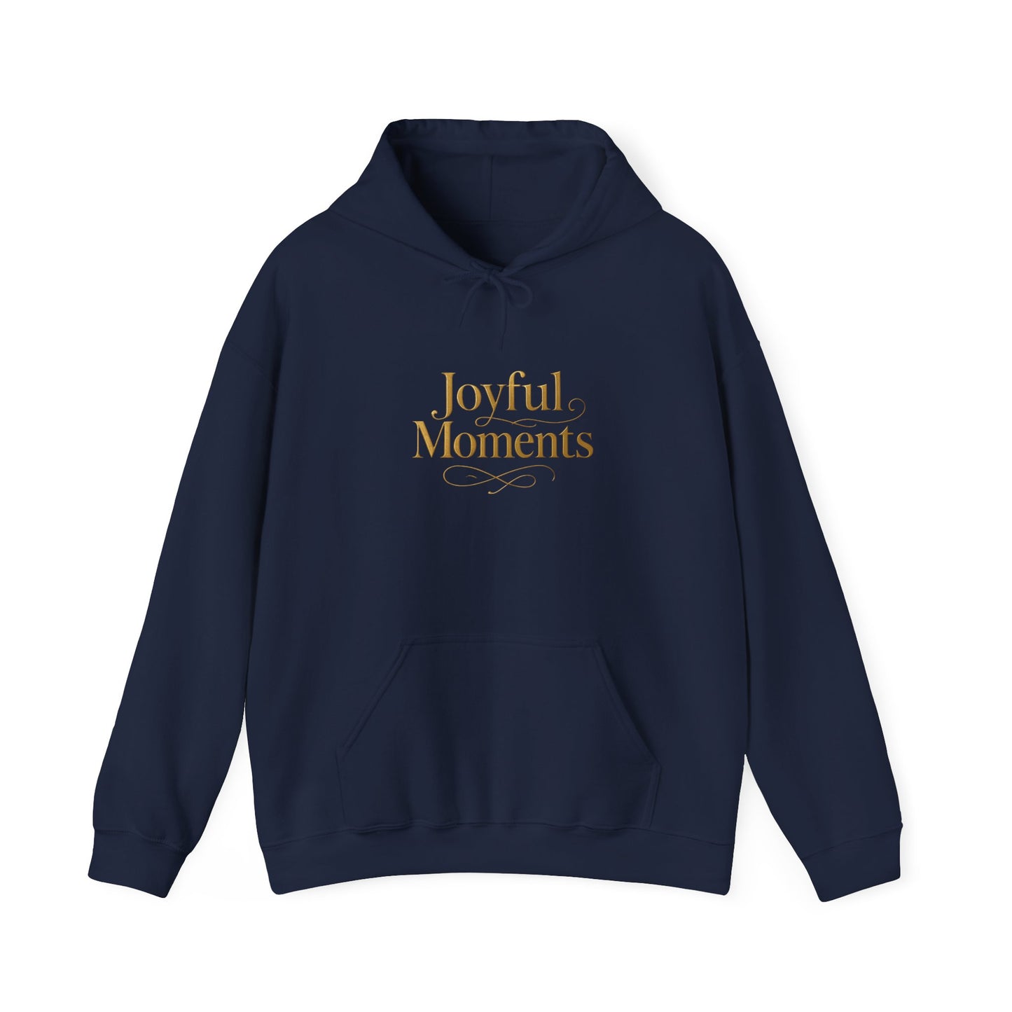 Joyful Moments Hoodie — Minimalist Gold Script Hooded Sweatshirt