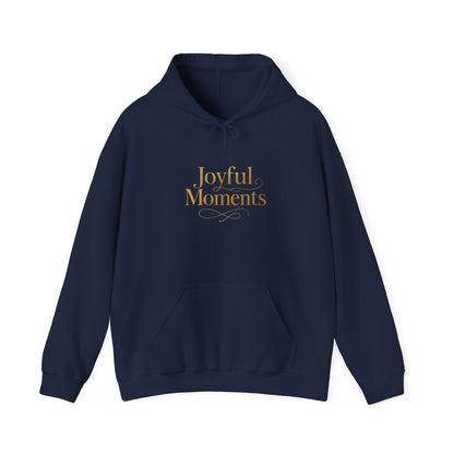 Joyful Moments Hoodie — Minimalist Gold Script Hooded Sweatshirt