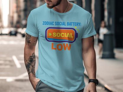 Zodiac Social Battery Social Low Graphic T-Shirt