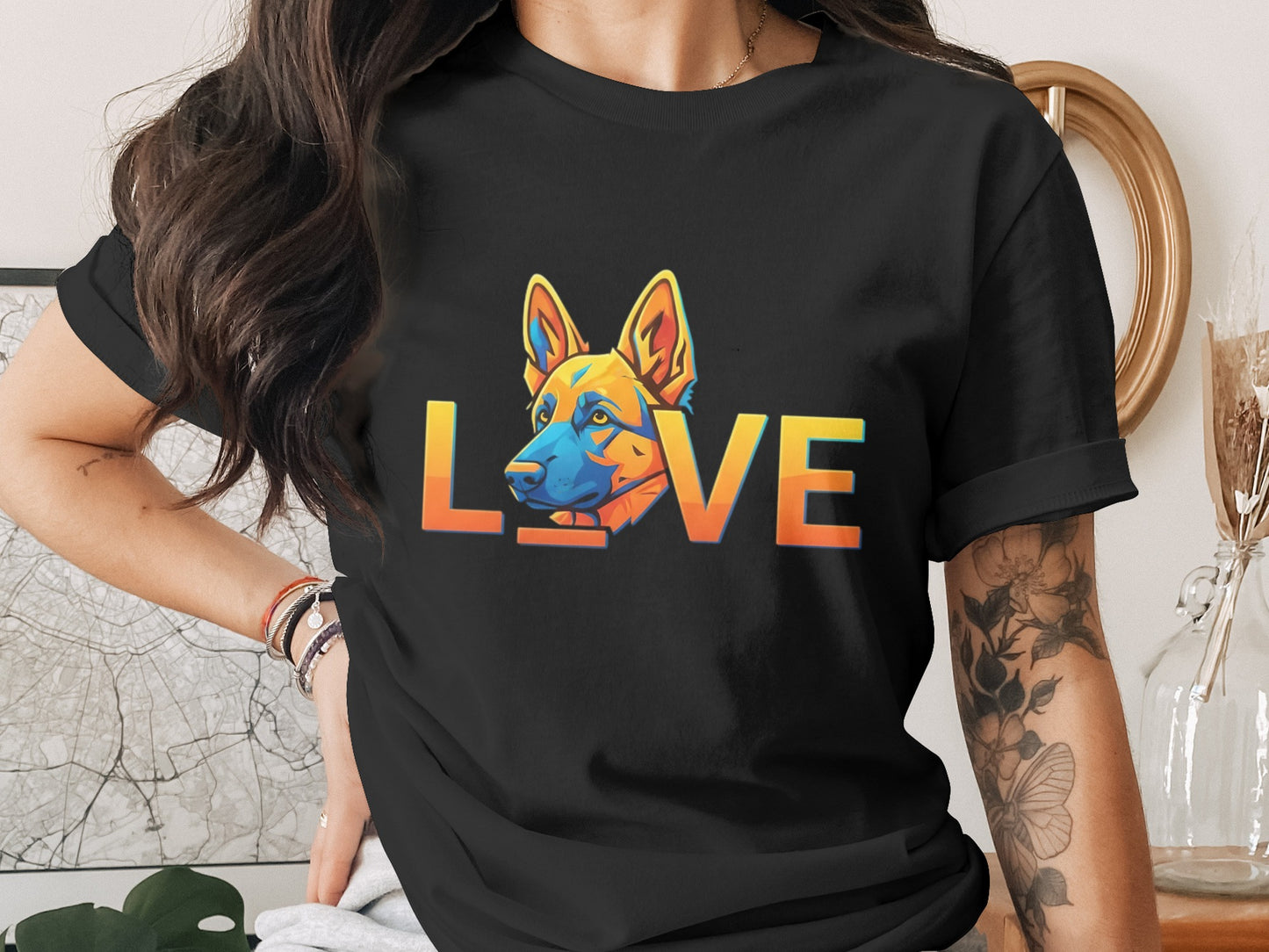 Colorful Dog Love Graphic Tee shirt product type