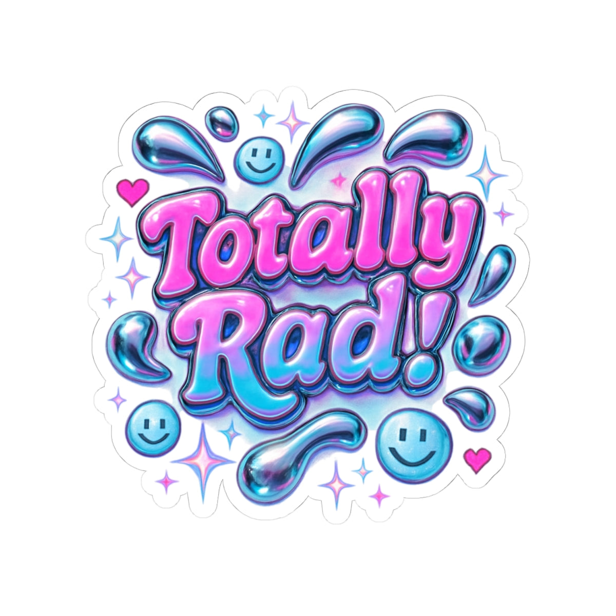 Totally Rad Kiss-Cut Stickers - Vibrant Retro Designs for Fun Personalization