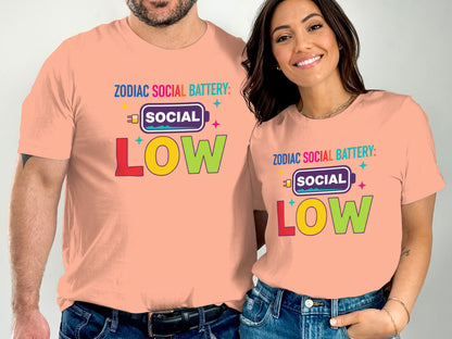 Zodiac Social Battery Low Graphic T-Shirt