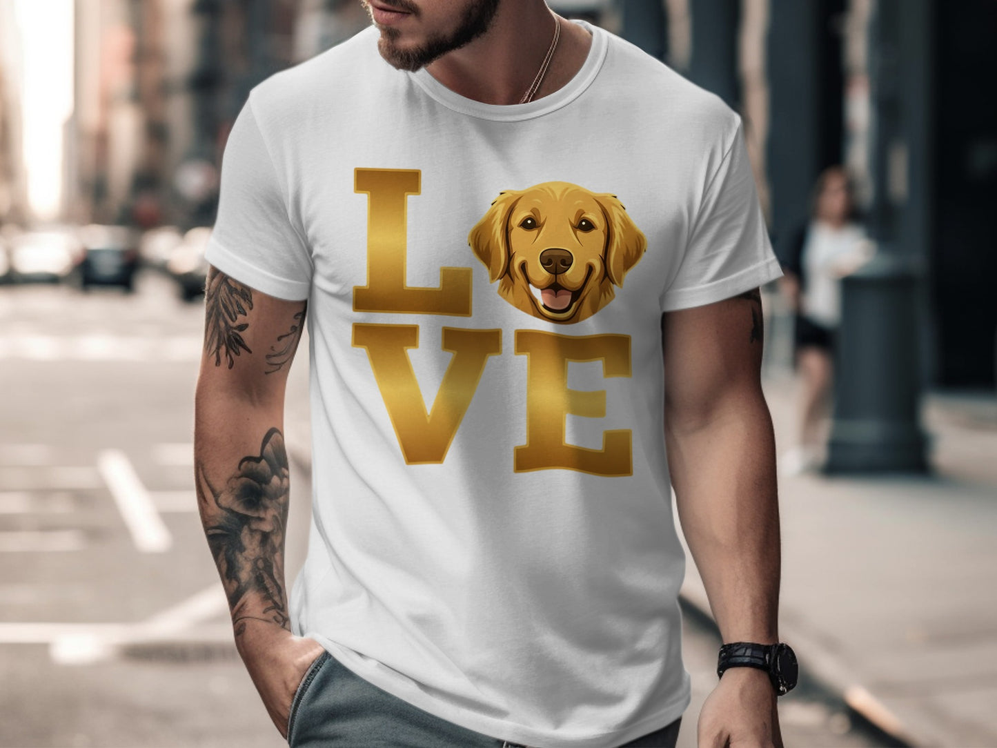 Golden Retriever Love Graphic White T-shirt product