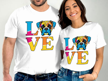 Colorful Boxer Dog Love Graphic Tee product type
