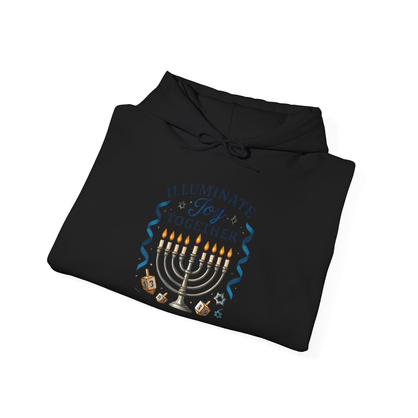 Hanukkah Hoodie - "Illuminate Joy Together" Menorah Sweatshirt