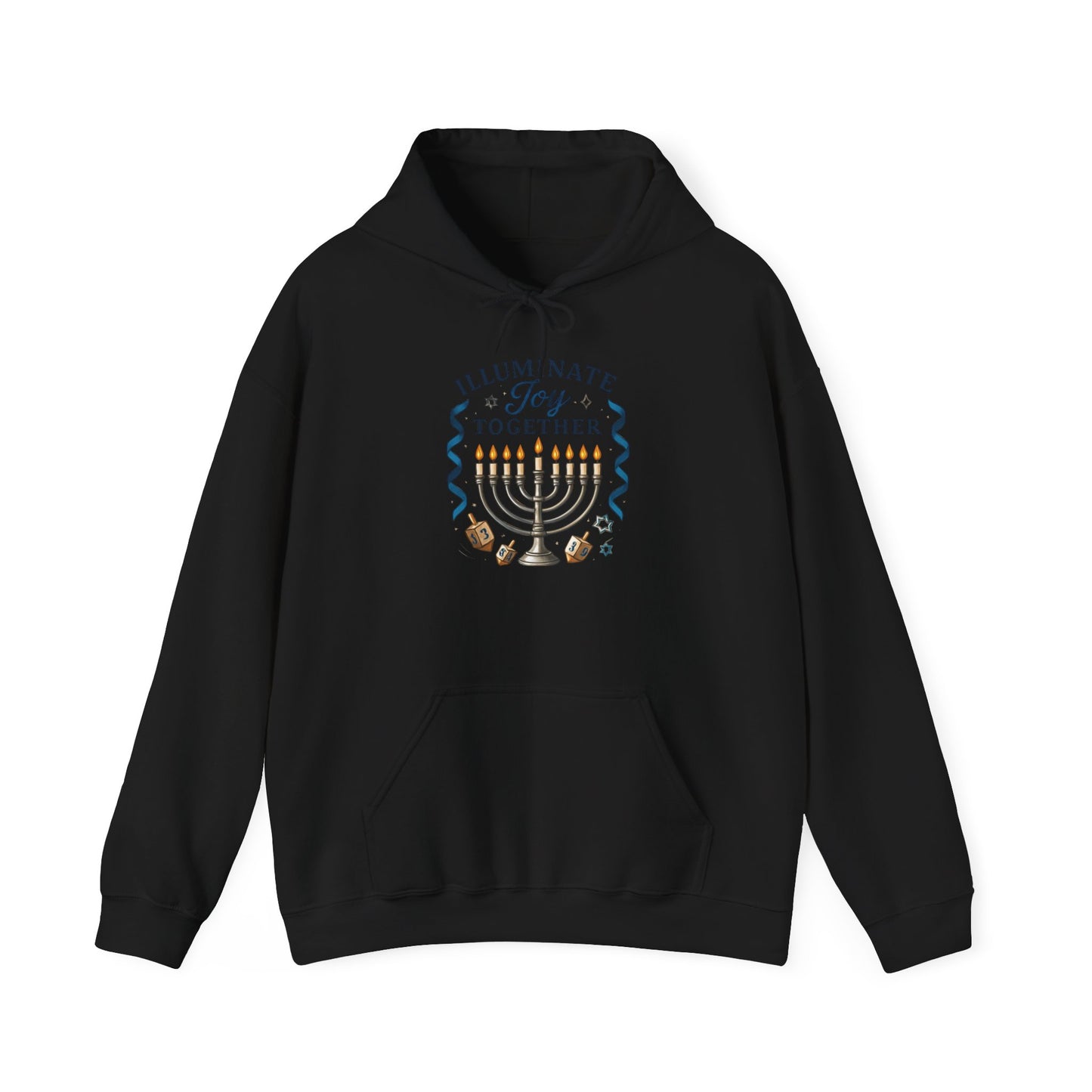 Hanukkah Hoodie - "Illuminate Joy Together" Menorah Sweatshirt