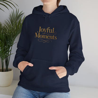 Joyful Moments Hoodie — Minimalist Gold Script Hooded Sweatshirt