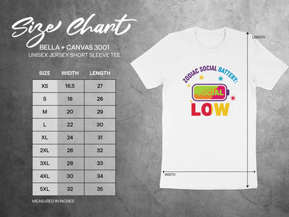 Zodiac Social Battery Low Unisex Jersey T-Shirt