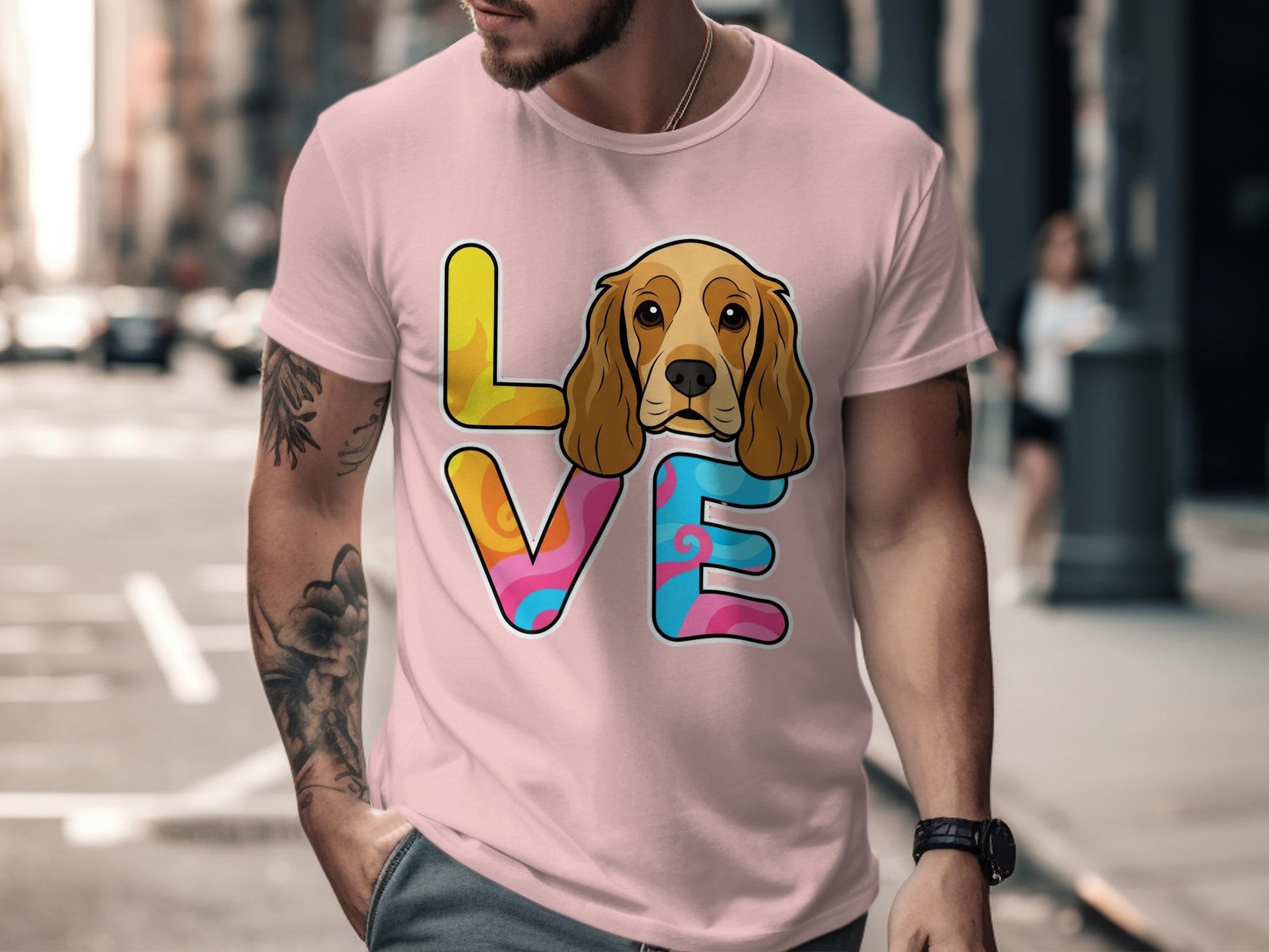 Colorful Love Dog Graphic Design Shirt product type