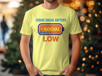 Zodiac Social Battery Funny Graphic Tee