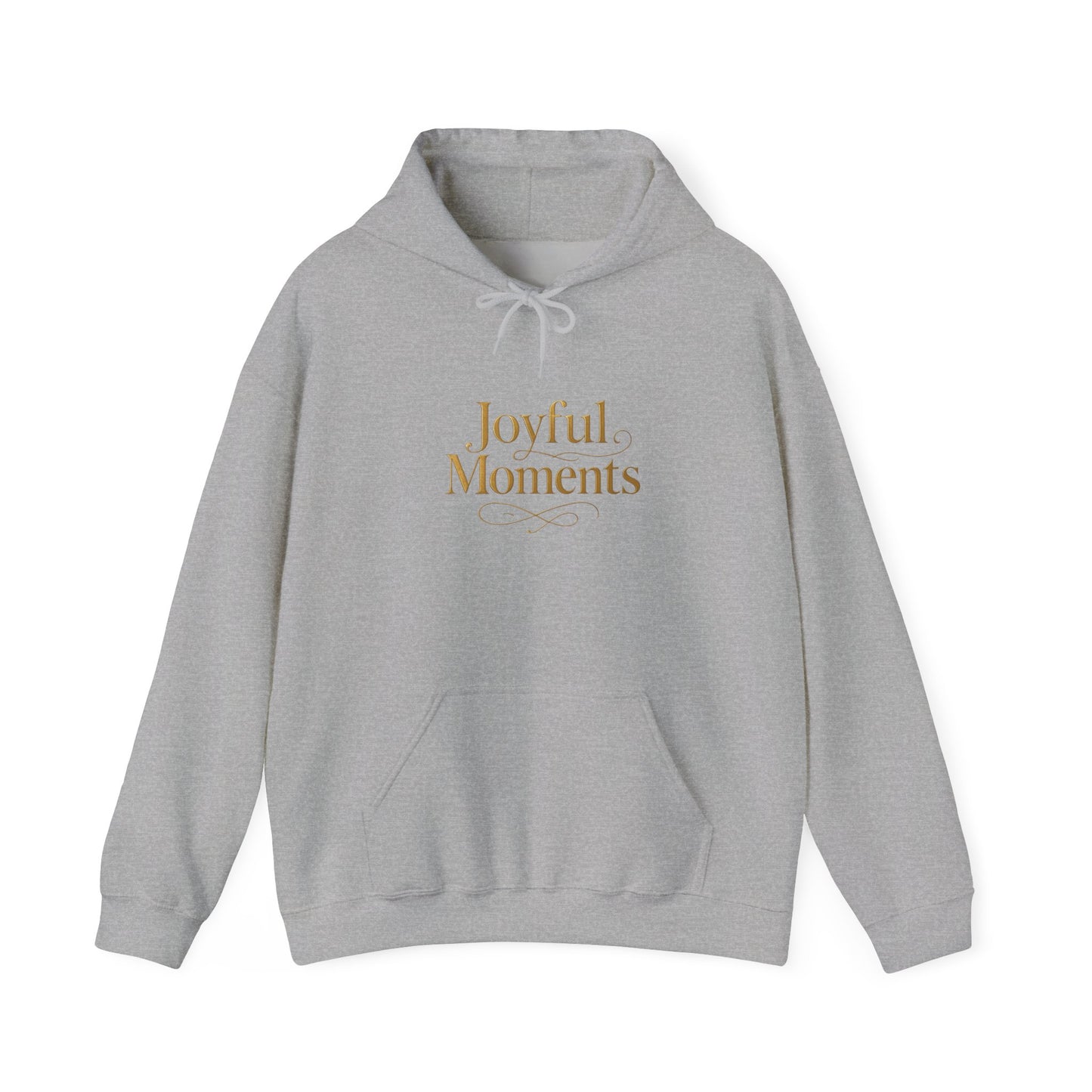 Joyful Moments Hoodie — Minimalist Gold Script Hooded Sweatshirt