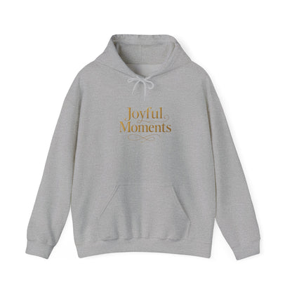 Joyful Moments Hoodie — Minimalist Gold Script Hooded Sweatshirt