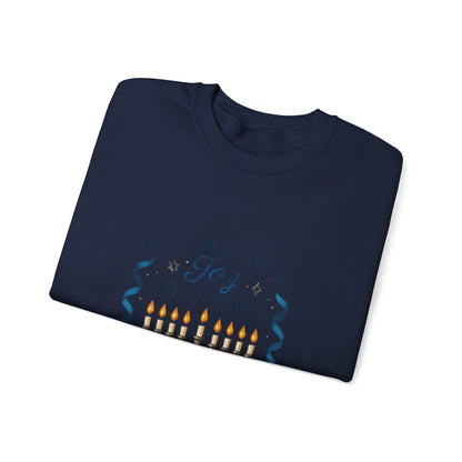 Hanukkah Sweatshirt - "Illuminate Joy Together" Menorah & Dreidel Holiday Crewneck