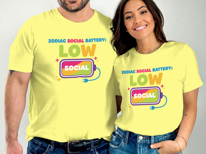 Zodiac Social Battery Low Social Graphic Tee