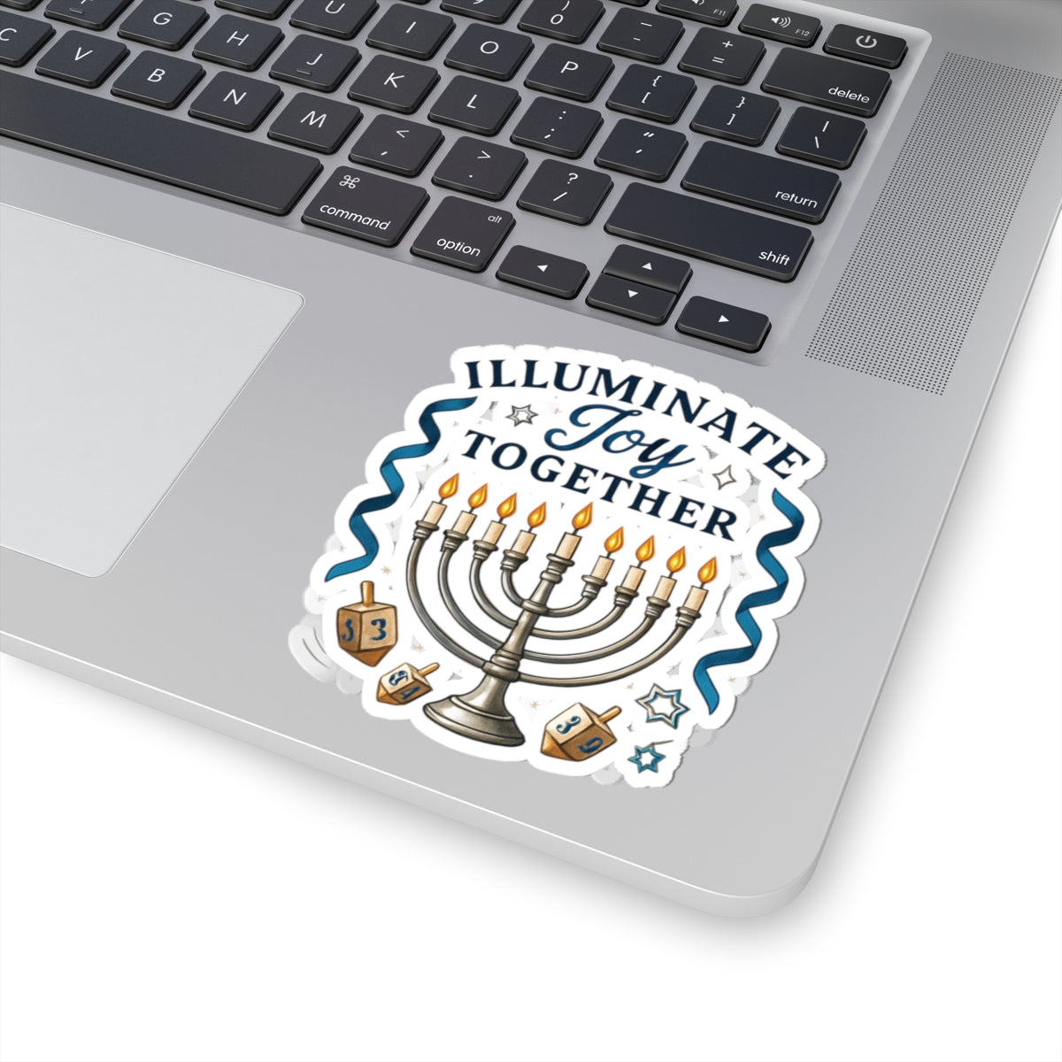 Hanukkah Menorah Sticker — "Illuminate Joy Together" Kiss-Cut Holiday Decal
