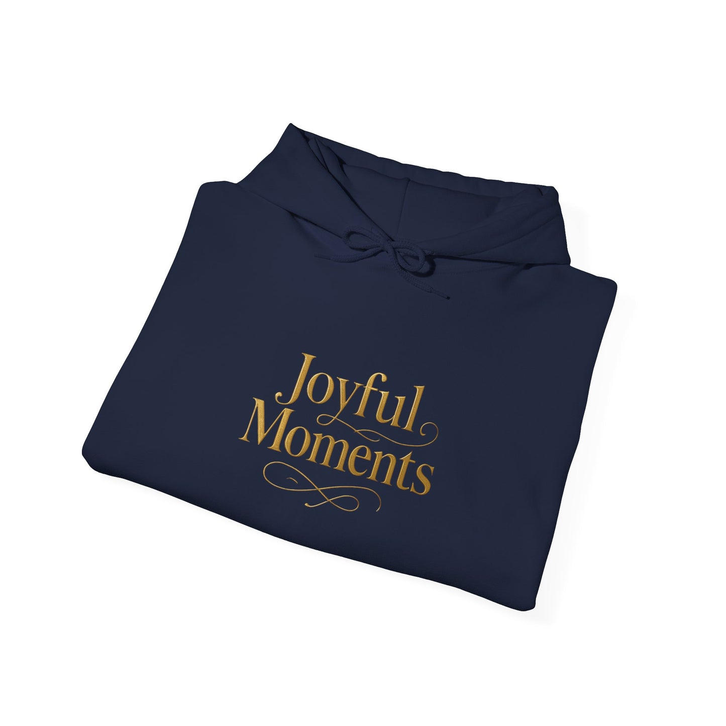 Joyful Moments Hoodie — Minimalist Gold Script Hooded Sweatshirt