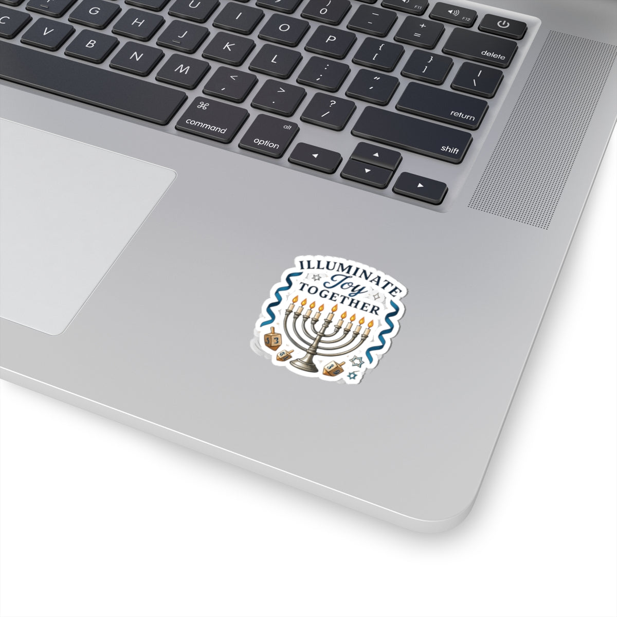Hanukkah Menorah Sticker — "Illuminate Joy Together" Kiss-Cut Holiday Decal