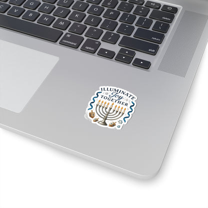 Hanukkah Menorah Sticker — "Illuminate Joy Together" Kiss-Cut Holiday Decal