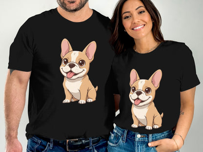 Adorable Cartoon Bulldog Print Matching T-Shirt Sets